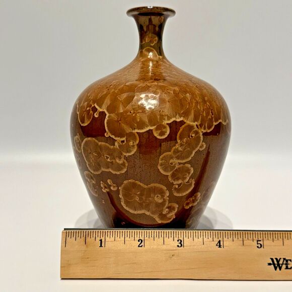 Vintage Vase Signed by Artist Len Lindsay III Crystalline Glaze Studio Pottery - Picture 9 of 9